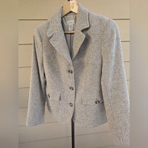 L.L. BEAN Women’s S Wool-Silk Blend Beoche Pattern Lined Blazer Button Sz S